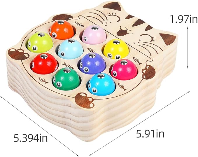 JAUNTY Toddler Montessori Toy Wooden Fishing Game for Kids 1 2 3 Year Old, Preschool Educational Hand Eye Coordination Skill Activity Learning Toy for Toddlers 1-3, for Baby Girls Boys