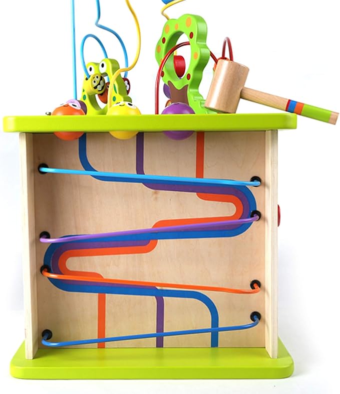 Hape Country Critters Play Cube| Wooden Learning Puzzle Toy for Toddlers, 5-Sided Activity Centre with Animal Friends, Shapes, Mazes, Wooden Balls, Shape Sorter Blocks and More