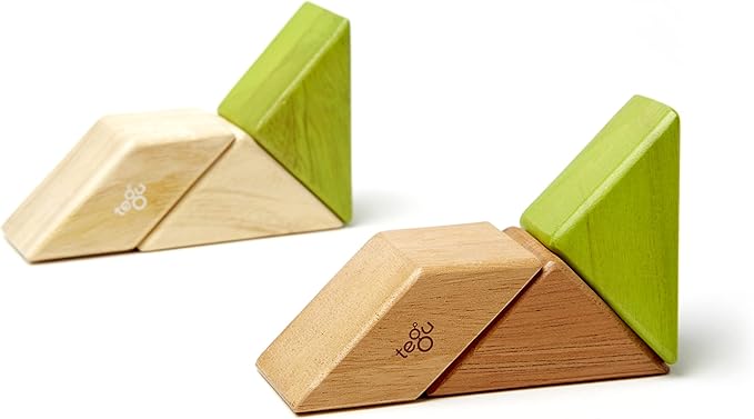 6 Piece Tegu Pocket Pouch Prism Magnetic Wooden Block Set, Jungle