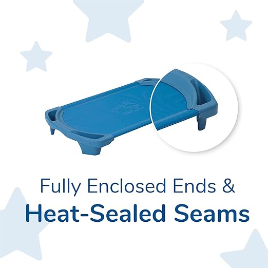 Children’s Factory Space Line Cot, Toddler, 42.5" Height, 22" Length, 9.5" Width, Blue (Pack of 4)