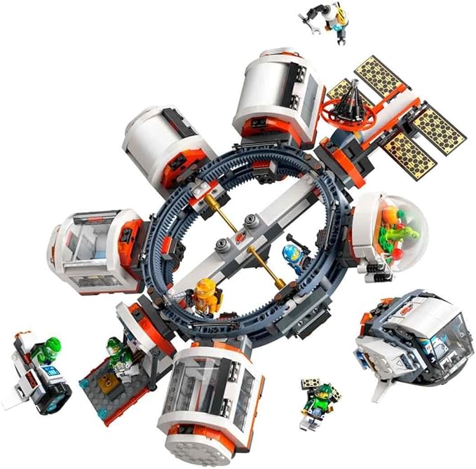 LEGO 60433 City Modulare Raumstation, 6 Astronauten, Raumkapselmodule Raumschiff