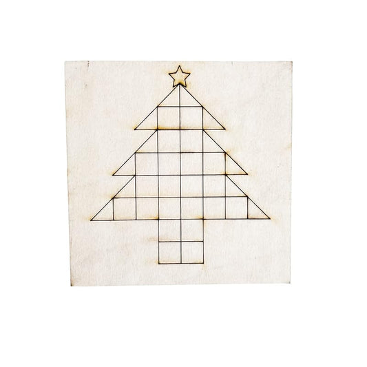 Unfinished Barn Quilt Square Wooden Sign, Country Decor Canvas Quilts Blocks (6 inches, Christmas Tree)