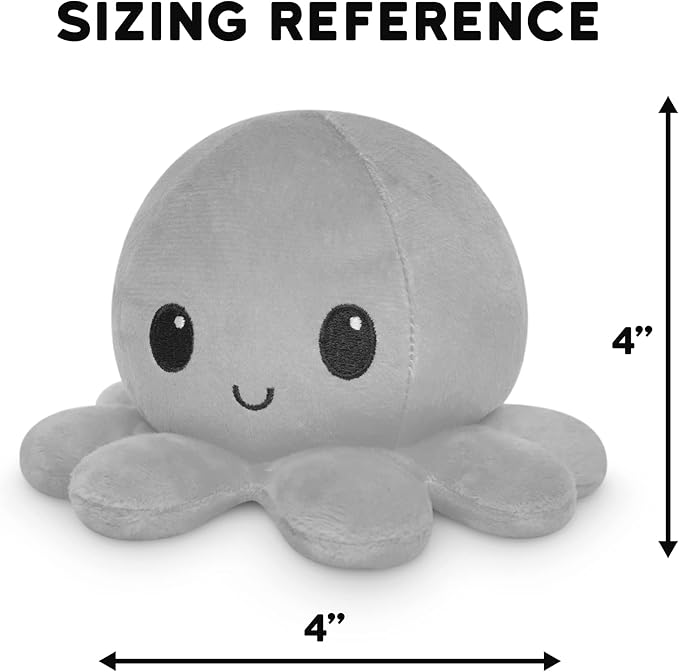 TeeTurtle Reversible Octopus Plushie 4-Inch Pink + Aqua Two-Sided Flip Plush Toy with Embroidered Details - Cute Mini Collectible Plush for Kids, Teens, and Adults