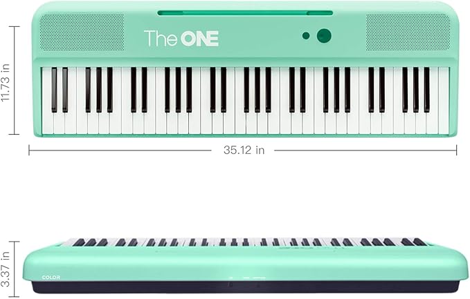 The ONE Smart Keyboard COLOR 61 Lighted Keys Piano Keyboard, MIDI Electric Piano for Beginners with 256 Tones, 64 Polyphony, Built-in LED Lights and Free Apps (Green)
