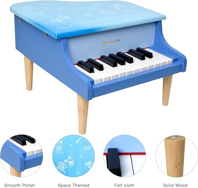 MUSICUBE Kids Mini Piano - 18 Key Grand Piano for 3-7 Year Olds, Beginner Girls & Boys, Educational Musical Instrument Gift Choice (Range: C4-F5)