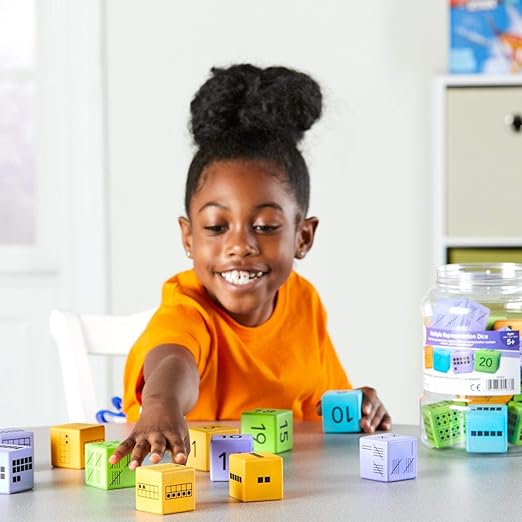 hand2mind Multiple Representation Dice, Large Foam Dice for Classroom, Subitizing Dice, Math Manipulatives Kindergarten, Educational Toys for Elementary Kids, Math Learning Tools (Set of 16)