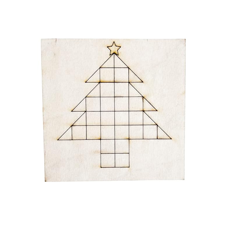 Unfinished Barn Quilt Square Wooden Sign, Country Decor Canvas Quilts Blocks (9 inches, Christmas Tree)