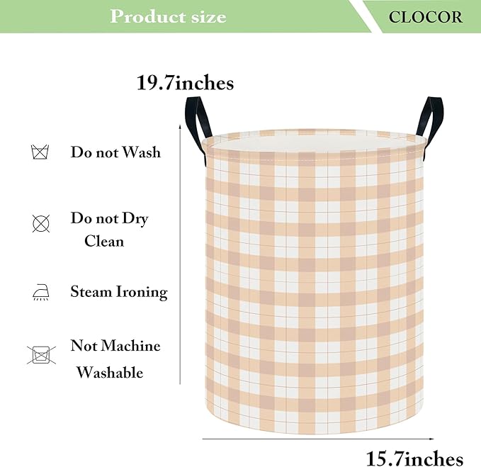 CLOCOR Large Laundry Basket,Waterproof Nursery Hamper,Collapsible Fabric Storage Container,Room Decor,Gift Basket(Yellow Grid