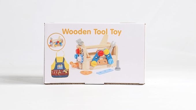 Wooden Kids Tool Set, Toddler Tool Bench with Apron 2 Year Old Toys Gift STEM Montessori Toys for 2 3 4 Year Olds Pretend Play Toddler Tool Set Educational Construction Toy for Toddler(39PCS)
