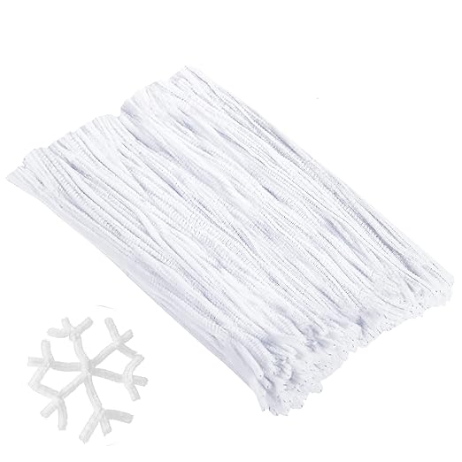 Cuttte Pipe Cleaners Craft Supplies - 300pcs White Pipe Cleaners Chenille Stems for Craft Kids DIY Art Supplies (6 mm x 12 inch)