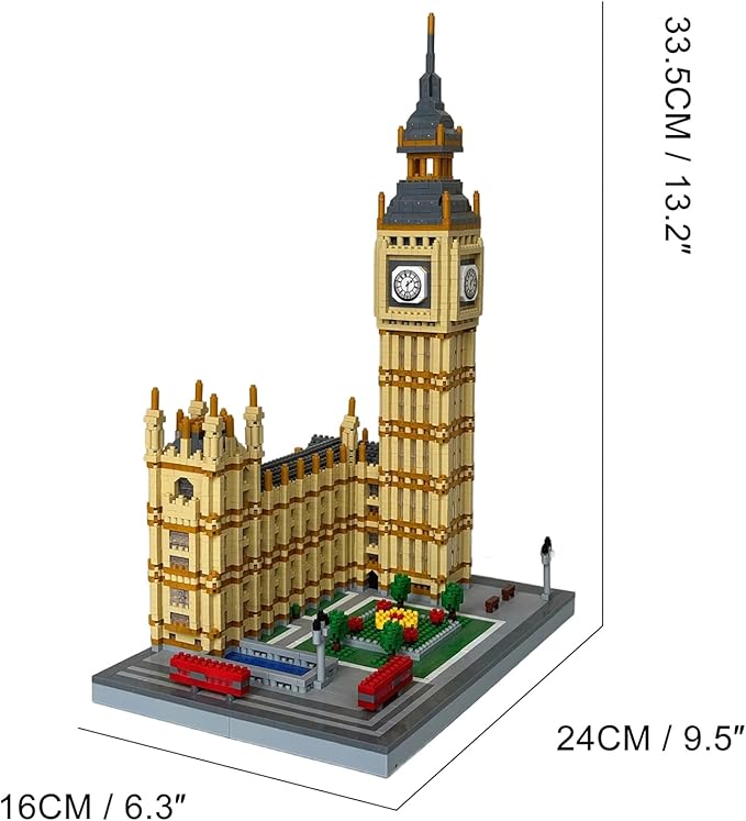 Big Ben Tower London Building Blocks Set (3999Pcs) Famous World Architecture Model Educational Toys Micro Bricks for Kids Adults