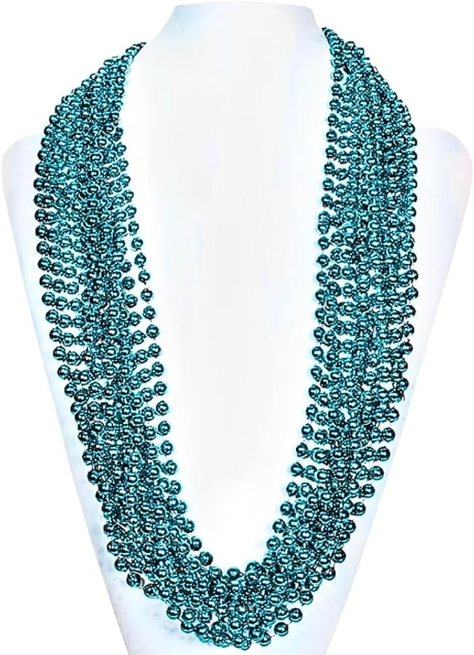 Vibrant Turquoise Bead Plastic Necklaces (30") - Pack of 50 - Perfect for Events, Fashion & DIY