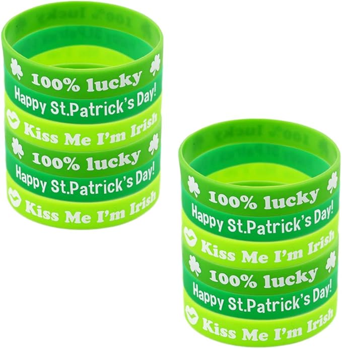 108PCS St. Patrick's Day Party Favor Dressing-up Accessories with Shamrock Eyeglasses Beaded Necklace Temporary Tattoos Mustache Bracelets Set