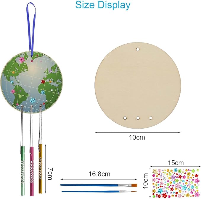 Fennoral 9 Pack Wind Chime Kit for Kids Make You Own Ball Wind Chimes DIY Paint Wooden Art and Craft for Girls Boys Ball Craft for Art Activities Brthday Party Supplies