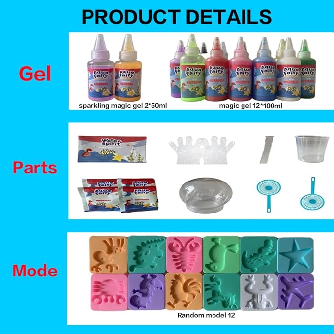 YSSY spread Magic Water Elf Toy Kit, Aqua Fairy Water Gel Kit with 14 Colors and 12 Shape Mold Kit, Christmas Gifts, Birthday Gifts for Kid's Arts & Crafts Water Spirt Toy Set