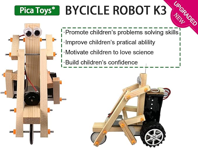 Wooden Wireless Remote Control Robotics Bicycle K3 - Creative Engineering Circuit Science STEM Building Kit - Electric Motor DIY Experiment for Kids, Teens and Adults