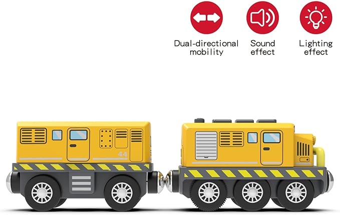 Wooden Train Track Accessories Battery Operated Locomotive Train, Motorized Train for Toddlers with Magnetic Connection