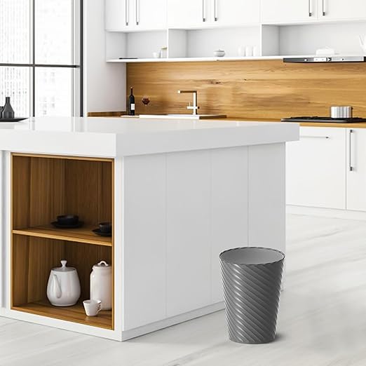 Lysam Bathroom Trash Can, 3 Pack 1.8 Gallons Small Trash Can with Trash Bags, Bathroom Garbage Can, Plastic Trash Bin, Round Waste Basket for Bath,Bedroom, Office, Kitchen, Room, Compact Space (Grey)