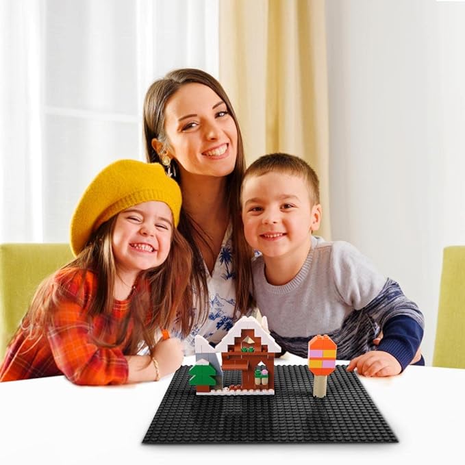 Lekebaby Classic Baseplates Building Base for Building Bricks 100% Compatible with Major Brands-Baseplate 10" x 10", Pack of 6 (Black)