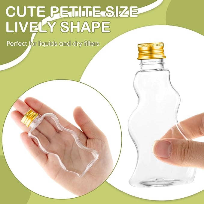 Yaomiao 30 Packs 2.5 oz Plastic Sand Art Bottles with Lids for Kids 3 Style Sand Art Clear Container for Sand Art Wedding Invitation Fun Art Craft Supply Boy Girl Decoration (Gold Lid,Aluminum Lid)