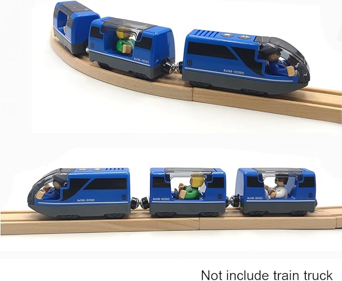Battery Operated Train for Wooden Train Track Set Toys for Toddlers 3 4 5 Year Old Boys Kids Magnetic Couplings City Vehicle with Figures(Without Battery)