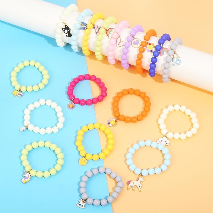 Vefungyan Bead Bracelets for kids and Charms Set for Boys Girls Halloween Goodie Bag Fillers