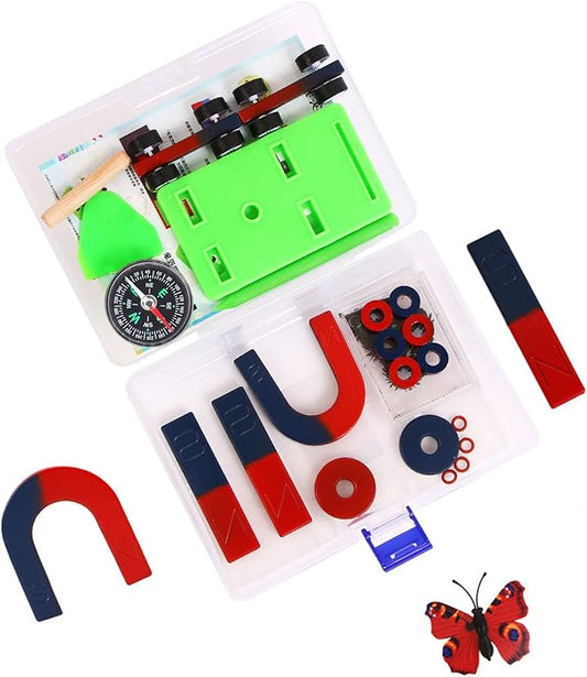 Labs Junior Science Magnetism Set for Experiment Education, Science Experiment Tool Physics Educational Toys for Kids Teen Including Bar/Horseshoe/Ring Magnets/Compass