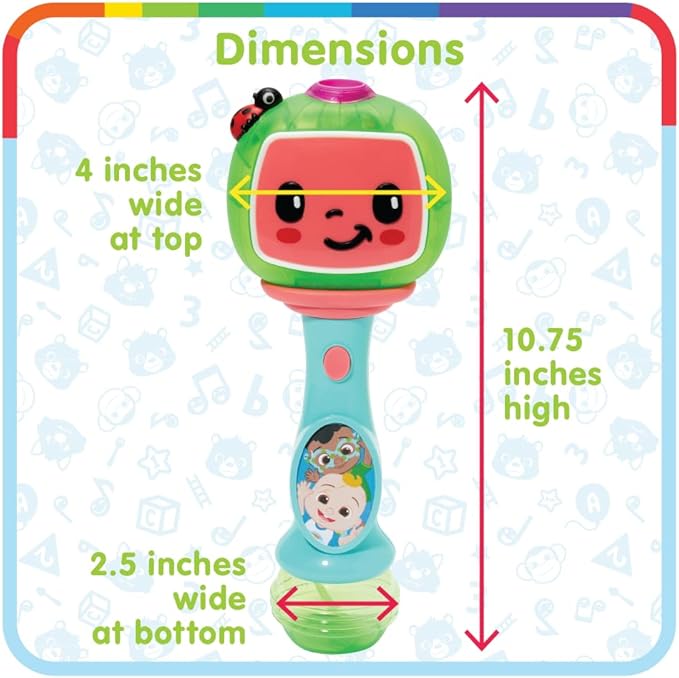 Little Kids Cocomelon Light and Sound Musical Bubble Wand, Includes Bubble Solution
