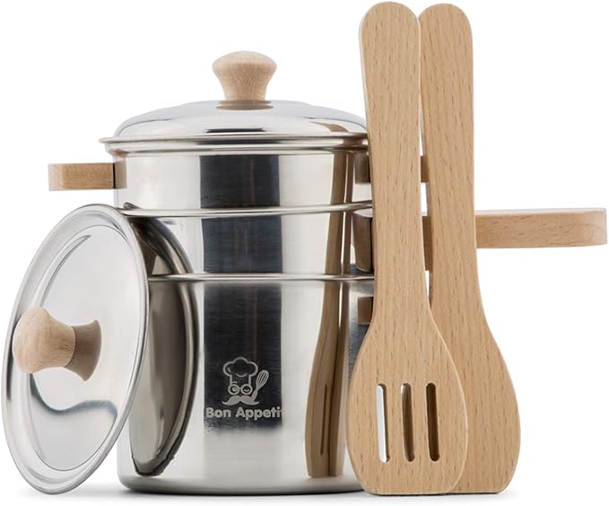 New Classic Toys Metal Pan Set - Pretend Play Toy for Kids Cooking Simulation Educational Toys and Color Perception Toy for Preschool Age Toddlers Boys Girls