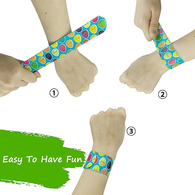 100Pcs Easter Slap Bracelets, Easter Basket Stuffers, Egg Fillers Gifts for Kids toddler boys, Easter Egg Hunt Event, Party Favors, Classroom Prizes, School Supplies