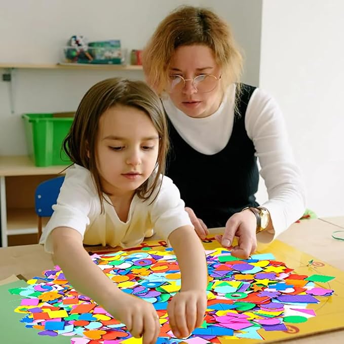 Assorted Foam Shapes Stickers,1050 Pieces Bulk Self Adhesive Collage Materials for Preschoolers&Classroom Craft Supplies