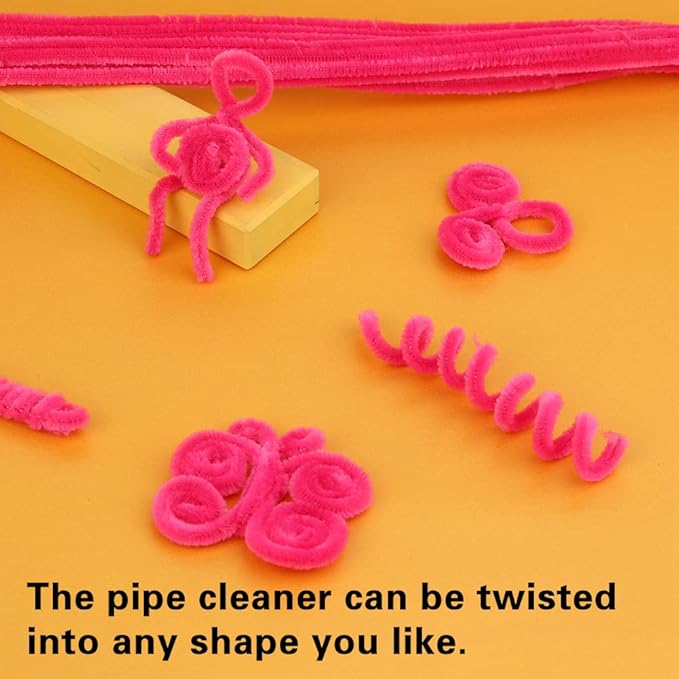 100 Pieces Pipe Cleaners Chenille Stem, Rose Red Pipe Cleaners Set for Crafts DIY Arts Home Decorations (Rose Red)