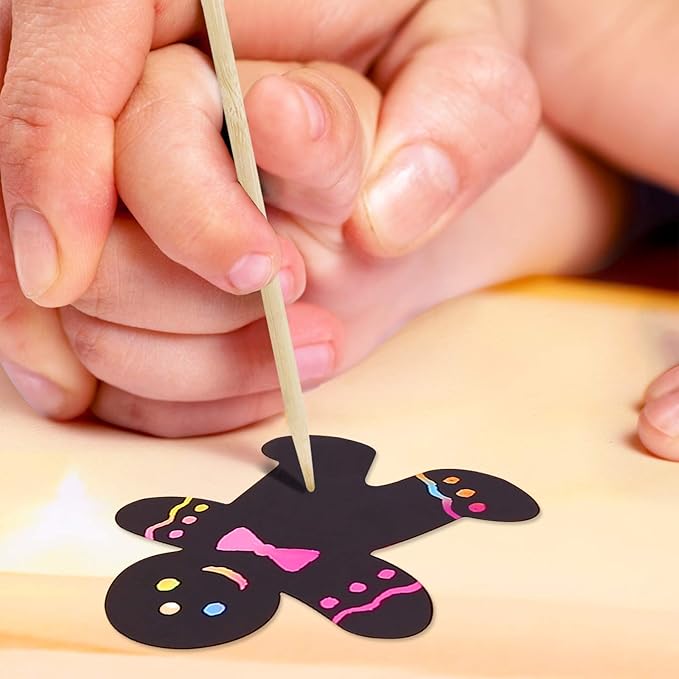 ORIENTAL CHERRY Christmas Scratch Crafts Arts, 48 DIY Rainbow Scratch Art Bulk Cards, Rainbow Scratch Paper Supplies Toys for 3-12Years Old Kids Favord Gift for Christmas Party Games Projects Kits