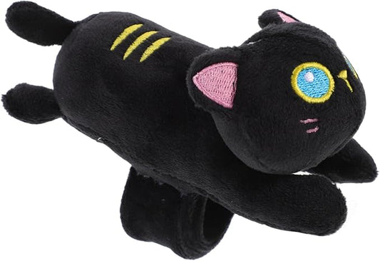 Vaguelly Cat Slap Bracelet,Stuffed Animal Slap Bracelets Adorable Plush Animals Huggers Slap Bracelets Interactive Toy for Kids Birthday Party Gifts Black