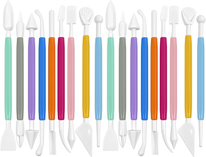Clay Tools 18PCS Air Dry Clay Double-Ended Tool Kit Plastic Clay Sculpting Tools Set for DIY Pottery, Modeling Molding Polymer Clay