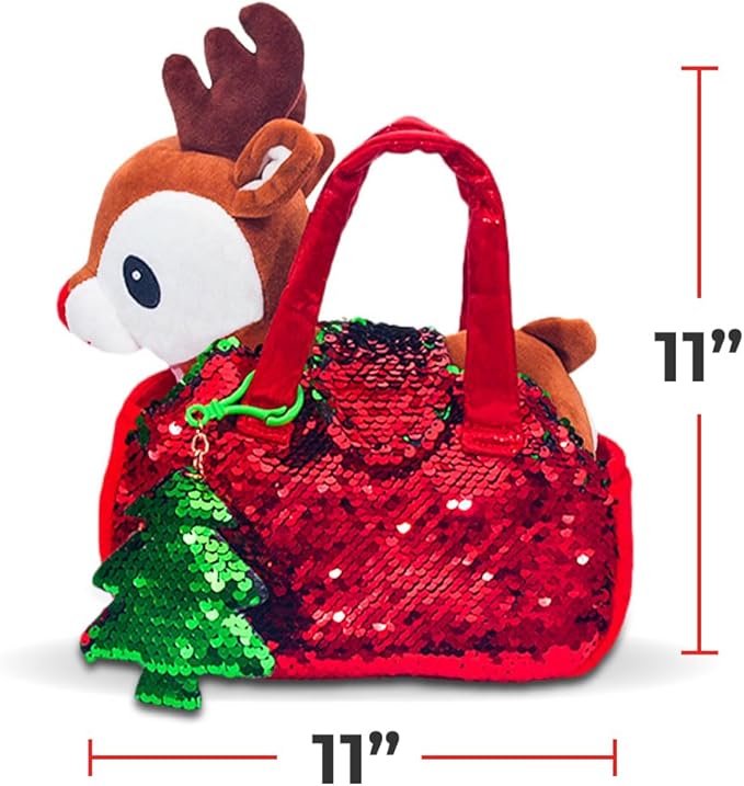 Little Jupiter Plush Pet Set - Includes Reindeer Stuffed Toy with Purse for Age 4-5 - 6-7 yrs - Christmas Stuffed Animal for Girls - Stuffed Animals - Toy Reindeer (Reindeer)