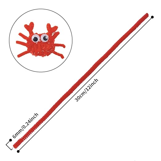 Cuttte Pipe Cleaners Craft Supplies - 300pcs Red Pipe Cleaners Chenille Stems for Craft Kids DIY Art Supplies (6 mm x 12 inch)