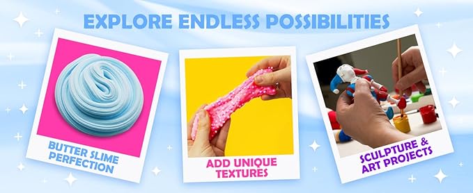 Original Stationery Soft Clay for Slime, 230 g (8.1 oz) White Foam Clay Add-in for Slime Making, Stretchy Air-Dry Butter Texture, Birthday Craft Gift for Kids