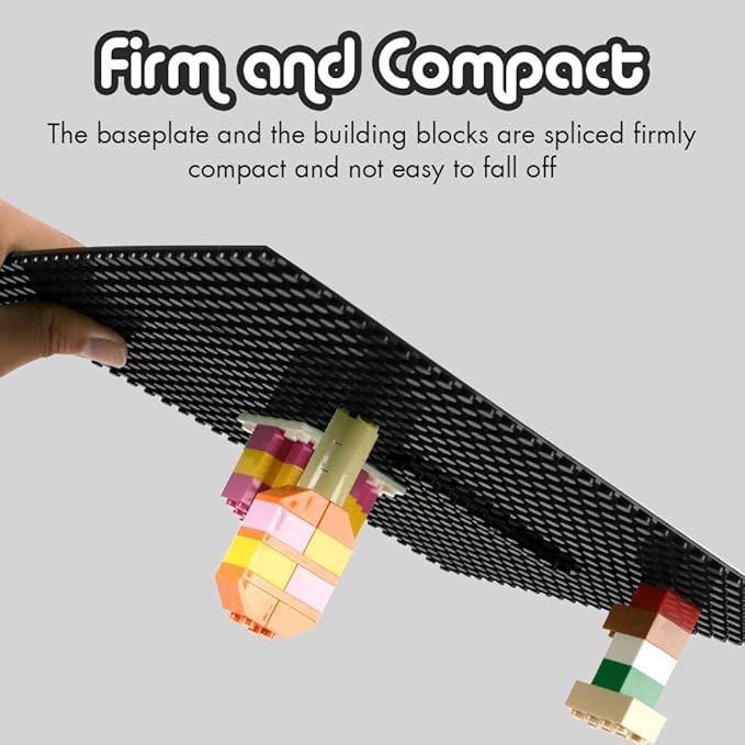 Lekebaby Classic Baseplates Building Base for Building Bricks 100% Compatible with Major Brands-Baseplate 10" x 10", Pack of 6 (Black)