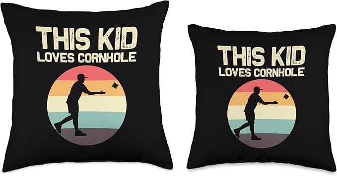 Cornhole Gift Cornhole Player Accessories & Stuff Funny Cornhole Designs Kids Boys Girls Bean Bag Toss Players Throw Pillow, 16x16, Multicolor