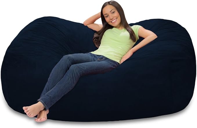Comfy Sacks Memory Foam Bean Bag Chair, Navy Micro Suede