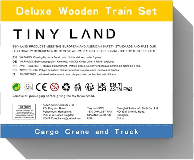 Tiny Land 55PCS Wooden Train Set - Compatible with Major Brand Tracks, Educational Toy for Toddlers & Kids Ages 3-7, Durable Wooden Railway Tracks
