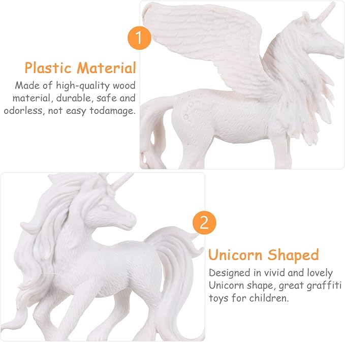 Zerodeko 4pcs DIY Painting Unicorn Toys, Unicorn Arts and Crafts Painting kit Paintable Unicorn Figurines Unicorn Coloring Kits Art Craft Toys for Kids (White)