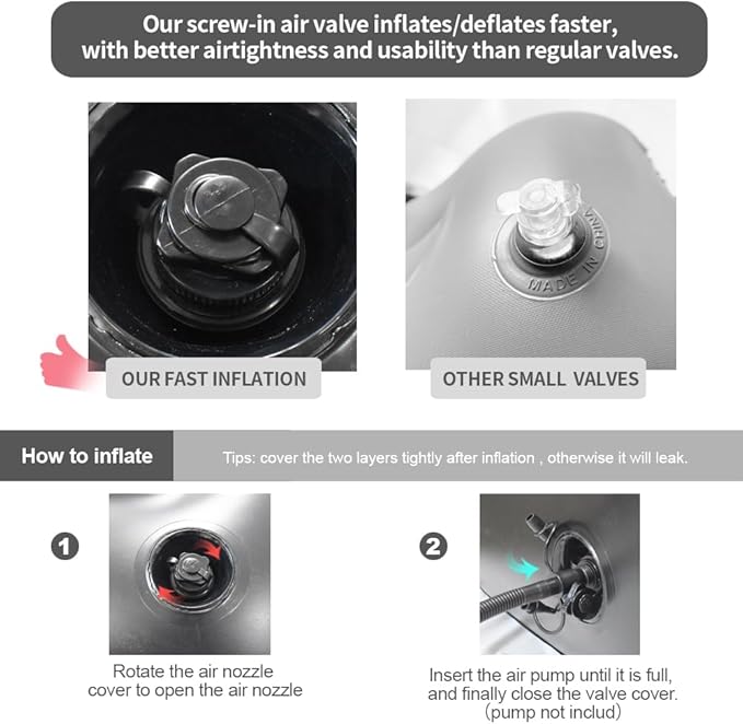 Set of 3 Inflatable Armrest Lounge Chair with Ottoman,Hand Pump,Eye Mask,Earplugs-Portable Blow Up Sofa, Air Chaise Lounge, Ideal Lazy Couch Set for Family Movie Night,Gaming,Party,Camping,Garden……