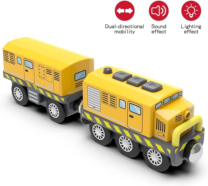 Wooden Train Track Accessories Battery Operated Locomotive Train, Motorized Train for Toddlers with Magnetic Connection