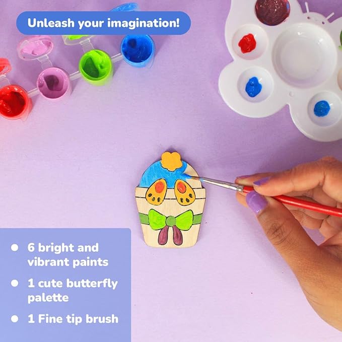 Shumee Paint Your Own Wooden Magnets -(Easter Magnets Themed) DIY Art & Craft for Kids- Age 6 Years+ | Organic 6 Non Toxic Paint | Ideal Gift for Kids | Valentine's Day Gift for Kids
