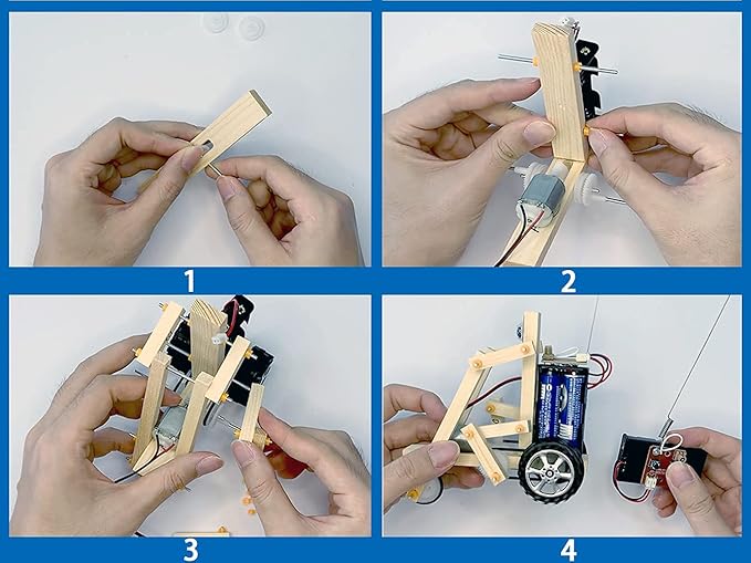 Wooden Wireless Remote Control Robotics Bicycle K3 - Creative Engineering Circuit Science STEM Building Kit - Electric Motor DIY Experiment for Kids, Teens and Adults