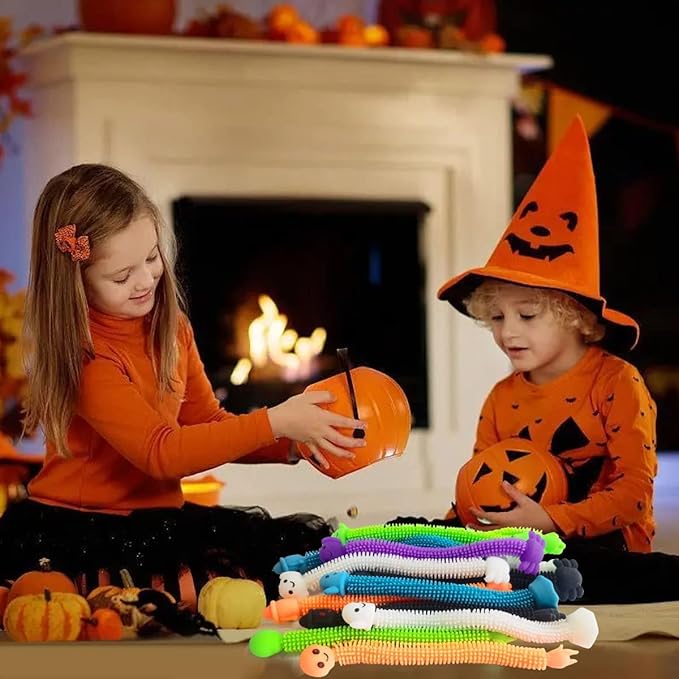 24 Pack Halloween Stretchy Strings Sensory Fidget Toys Pack Great for Kids Students Stress Relief and Anti-Anxiety Toys Assortment Halloween Party Favors (Halloween)