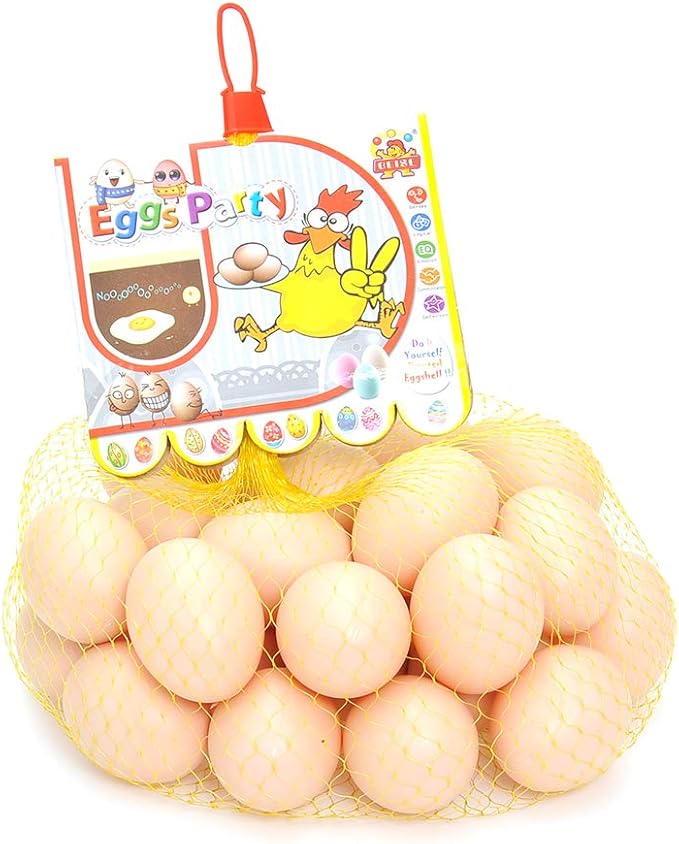 PowerTRC 30 Pcs Plastic Eggs Toys, Toy Food DIY Easter Eggs, Real-Life Size Faux Pretend Play Food Play Kitchen Accessories, Realistic Chicken Eggs