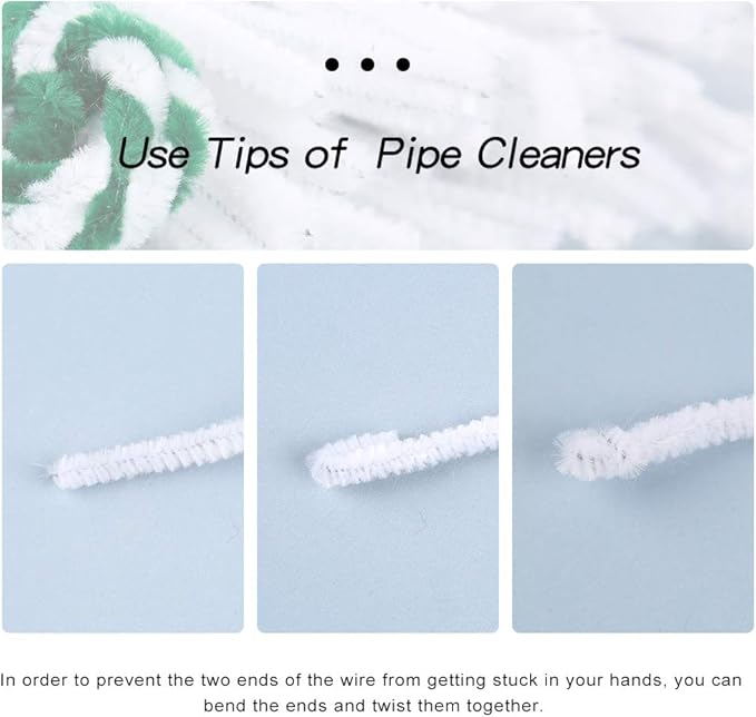 100Pcs Pipe Cleaners, Pipe Cleaners Craft, Creative Craft Pipe Cleaners for Festivals Decoration, Chenille Stems Crafting Pipe Cleaners, Craft Supplies for Home DIY Hand Arts Decorations/White